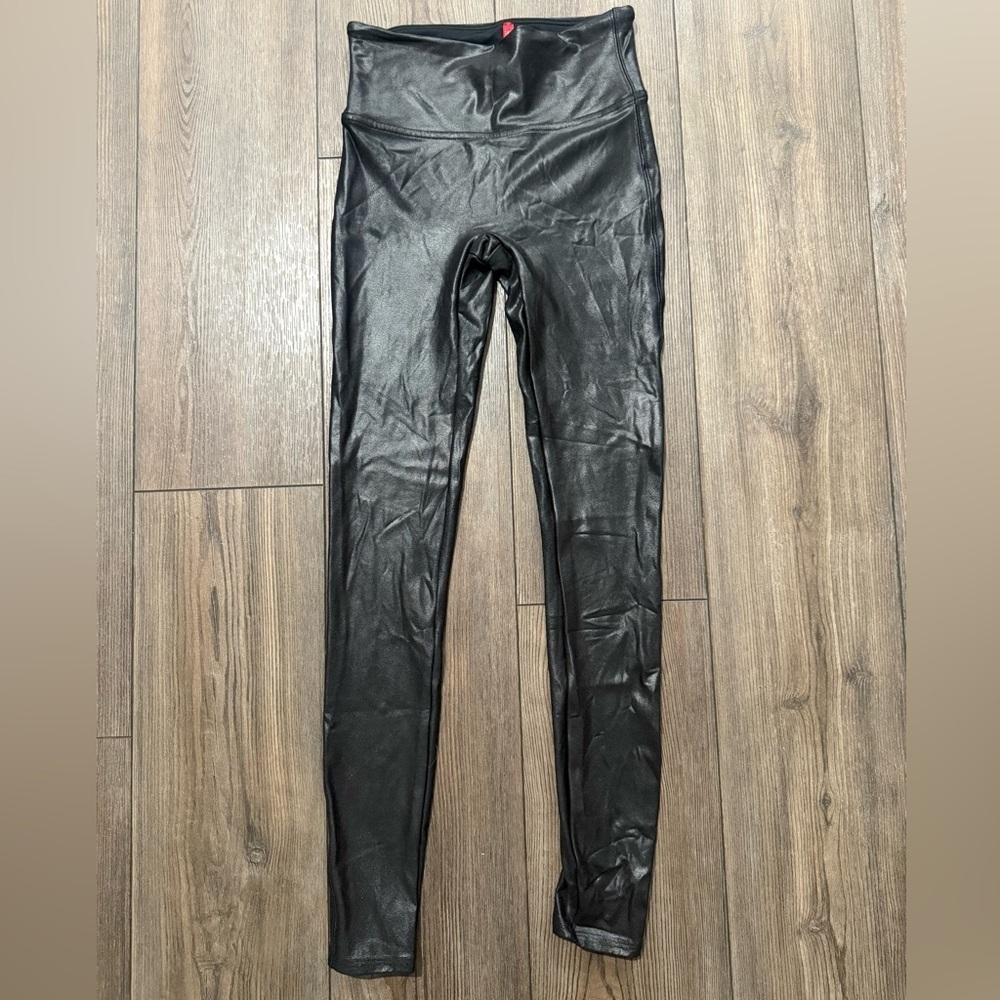 SPANX Faux Leather Look Leggings Black High Waist Women’s Size S/P